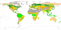 Image 15A chorochromatic map of world land cover, using hue, value, and saturation to differentiate nominal values (from Cartographic design)