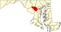 Map of Merilend highlighting Howard County