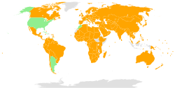 Parties (orange), signatories (green), non-signatories or not member (grey).