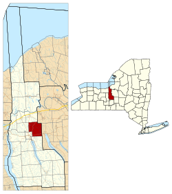 Location within Cayuga County and New York