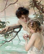 Mère et fille au bain