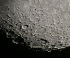 Image of the moon taken with a Nikon Coolpix P5000 digital camera via Afocal projection through an 8 inch Schmidt–Cassegrain telescope
