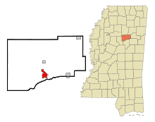 Webster County Mississippi Incorporated and Unincorporated areas Eupora Highlighted.svg