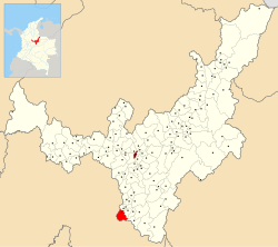 Location of the municipality and town of Guayatá in the Boyacá Department of Colombia