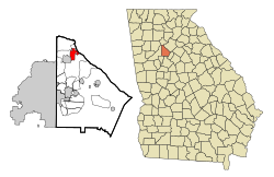 Location in DeKalb County and the state of جورجیا