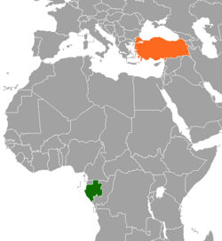 Haritada gösterilen yerlerde Gabon ve Turkey