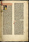 Una pagina della Bibbia di Gutenberg, il primo incunabolo in assoluto