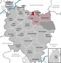 Elhelyezkedése Baden-Württemberg térképén