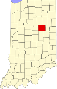 Locatie van Grant County in Indiana