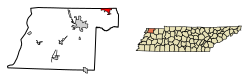 Location of South Fulton in Obion County, Tennessee.