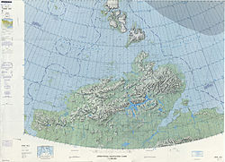 1975 mapa que mostra Severnaya Zemlya i la península de Taimir