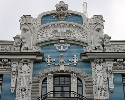 Gebouw in Riga, ontworpen door Mikhail Eisenstein