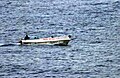 Image 12Armed pirates in the Indian Ocean near Somalia. After the picture was taken, the vessel's crew members opened fire on U.S. Navy ships and the ship's crew members returned fire. One suspected pirate was killed and 12 were taken into custody (see engaged pirate vessels). (from Piracy off the coast of Somalia)