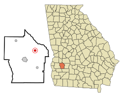 Location in Terrell County and the state of Georgia