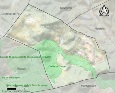 Carte des ZNIEFF de type 1 sur la commune.