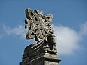 Modern copy of the Romanesque Agnus Dei topping the church of Saint Mary Salome, in Santiago de Compostela