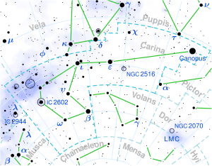 DENIS J081730.0−615520 is located in the constellation Carina