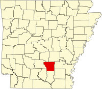 Map of Arkanzas highlighting Cleveland County