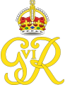 Monogramme du roi George VI, surmonté de la couronne Tudor.