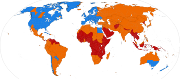 World map. Europe, Russia, most of North America, parts of southern South America and southern Australia, and a few other places use DST. Most of equatorial Africa and a few other places near the equator have never used DST. The rest of the land mass is marked as formerly using DST.