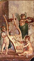 Амури, що грають з лірою, римська фреска з Геркуланума