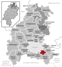 Läget för Lohfelden i Landkreis Kassel