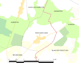 Mapa obce Mont-Saint-Jean