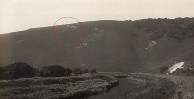 Original Litlington White Horse late 1910s (outlined in red)