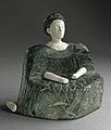 Image 5Female figurine of the "Bactrian princess" type, 2500-1500 BCE, chlorite (dress and hat) and limestone (head, hands and a leg), height: 13.33 cm, Los Angeles County Museum of Art (USA). (from History of Turkmenistan)