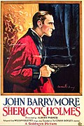 John Barrymore en un póster de la película Sherlock Holmes (1922).