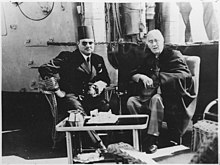 Franklin D. Roosevelt and King Farouk of Egypt at Great Bitter Lake in Egypt