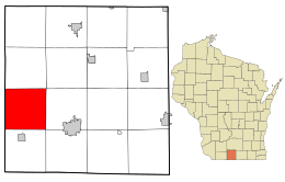 Location in Green County and the state of Wisconsin.