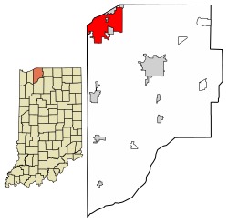 Location of Michigan City in LaPorte County, Indiana.