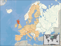Location of Scotland/Archive 18 (orange) in the European Union (camel)