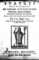 Statuti dell'Università dei librai e stampatori della città e Ducato di Milano, 1734