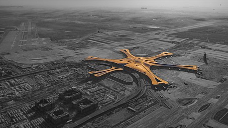 Aéroport de Beijing Daxing inauguré le 24-09-2019. (Image photoshopée) Zaha Hadid.