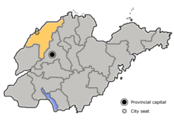 山東省中の徳州市の位置