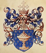 Escudo do reino de Galiza ilustrado no L'Armorial Le Blancq. Bibliothèque nationale de France. 1560.