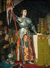 Peinture de Jeanne d’Arc au sacre du roi Charles VII, dans la cathédrale de Reims.