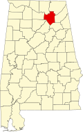 Map of Alabama highlighting Marshall County