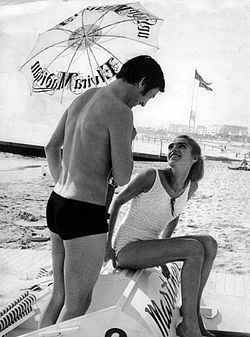 I filmen som blev hennes internationella genombrott, Elvira Madigan (1967), spelade Pia Degermark mot Tommy Berggren. Här ses de tillsammans på stranden i Cannes under en paus i lanseringen av filmen under festivalen i samma stad.