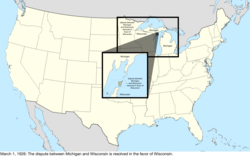 Map of the change to the United States in central North America on March 1, 1926