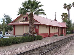 Old Santa Fe RR station, now the offices for the local chamber of commerce and visitor's center