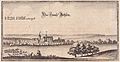 das Lusthaus mit zwei Türmen (links) bei Schloß Behsen, Merian um 1653, vermutlich abgegangen, Halle (Saale), Sachsen-Anhalt