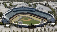 Angular view of the Dodger Stadium.