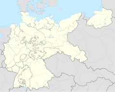 Mapa konturowa Rzeszy Niemieckiej, na dole znajduje się punkt z opisem „Mauthausen”