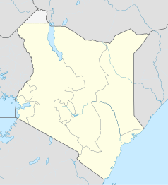 Mapa konturowa Kenii, po lewej nieco na dole znajduje się punkt z opisem „Kisii”