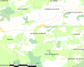 Mapa obce Castelnau-Durban