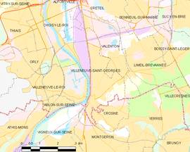 Mapa obce Villeneuve-Saint-Georges