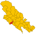 Collocatio finium Municipii Monterubrini in Provincia Spediensi.